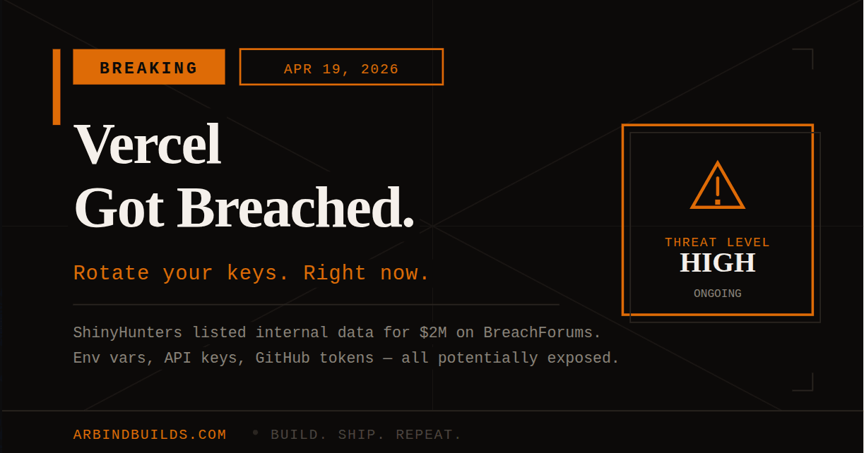 Vercel Got Breached. Here's What You Need to Do Right Now.